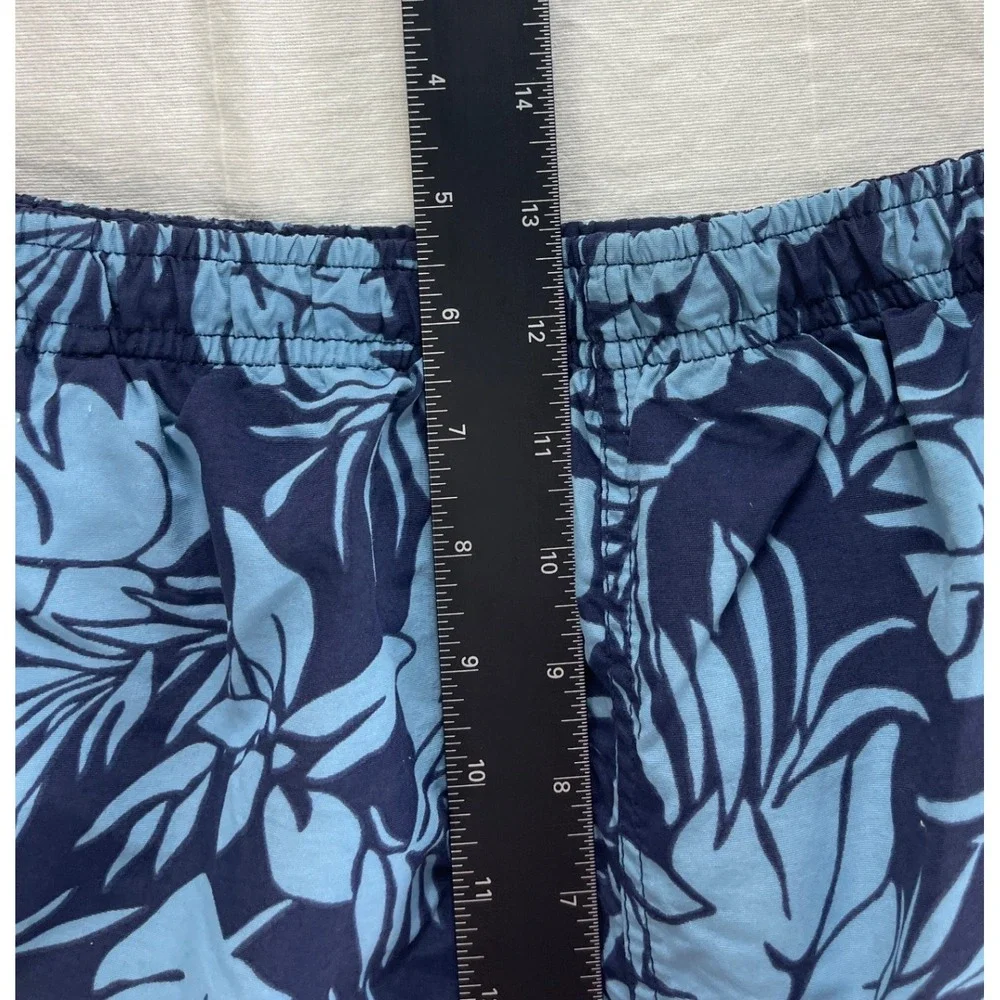LL‎ Bean Mens Swim Trunks Shorts Floral Print Blue Nylon Lined Size S